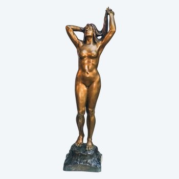 Arthur PUYT, Sculpture Bronze, Baigneuse Art Déco 1930