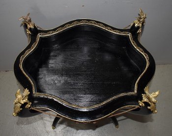 Planter in Thuja burl veneer and blackened wood, Napoleon III period - 19th century