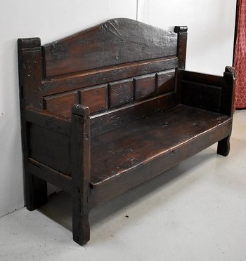 Large Oak Bench with high backrest - 17th century