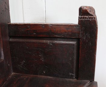 Large Oak Bench with high backrest - 17th century