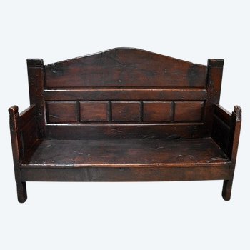 Large Oak Bench with high backrest - 17th century