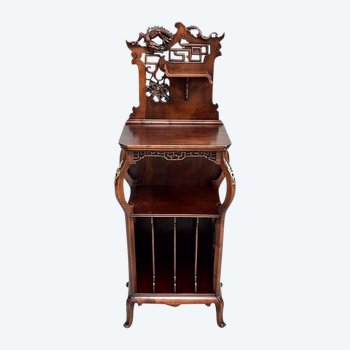 Music cabinet in stained Beech, Asian spirit, attributed to G. Viardot. Viardot - 1900