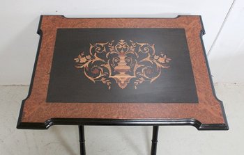 Small inlaid folding table, Napoleon III period - 19th century