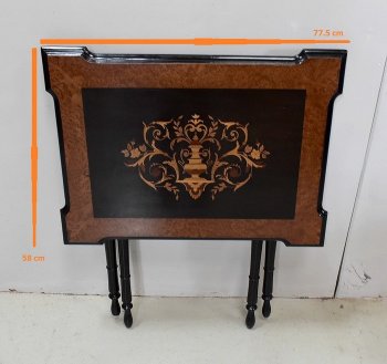 Small inlaid folding table, Napoleon III period - 19th century