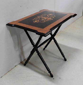 Small inlaid folding table, Napoleon III period - 19th century