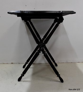 Small inlaid folding table, Napoleon III period - 19th century