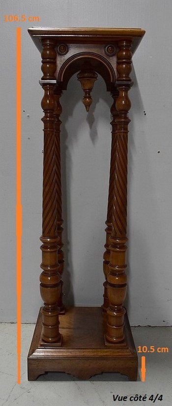 Sellette in Walnut, Gothic spirit - End of XIXth century