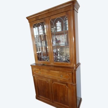 Bookcase with two bodies in blond mahogany veneer. England mid 19th century