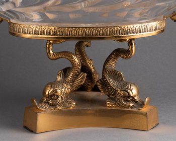 Schale Aus Geschliffenem Kristall Und Vergoldeter Bronze, 19. Jahrhundert