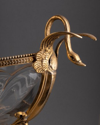 Schale Aus Geschliffenem Kristall Und Vergoldeter Bronze, 19. Jahrhundert