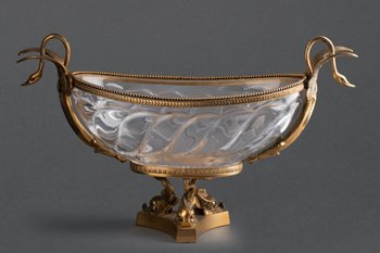 Schale Aus Geschliffenem Kristall Und Vergoldeter Bronze, 19. Jahrhundert