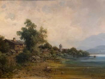 Gemälde auf Holz, l'ile aux femmes, signiert Sckell