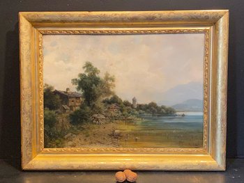 Gemälde auf Holz, l'ile aux femmes, signiert Sckell