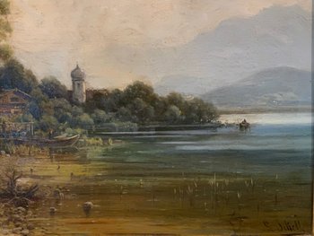 Gemälde auf Holz, l'ile aux femmes, signiert Sckell