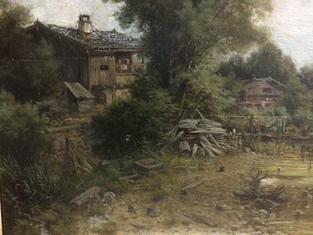 Gemälde auf Holz, l'ile aux femmes, signiert Sckell