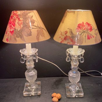 coppia di lampade in cristallo