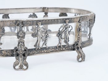 Centrotavola In Bronzo Argentato E Cristallo, XIX Secolo