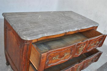 Comò Sauteuse Balestra In Noce Diciottesimo Piano In Marmo