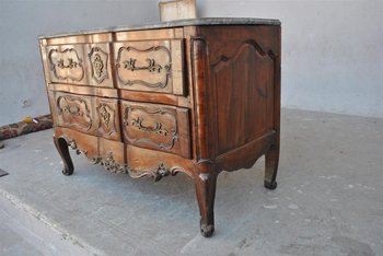 Comò Sauteuse Balestra In Noce Diciottesimo Piano In Marmo