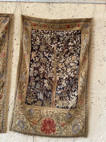 Pair Of Aubusson Greenery Style Tapestries, 20th Century