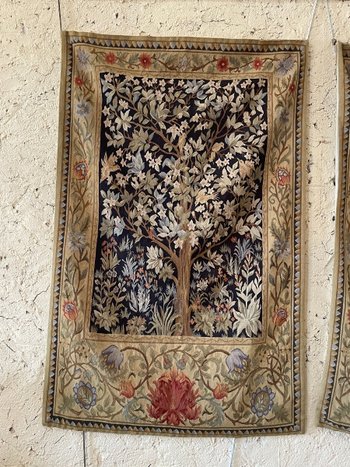 Pair Of Aubusson Greenery Style Tapestries, 20th Century