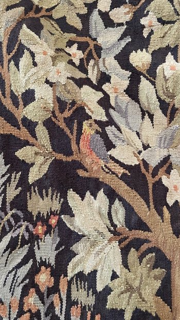 Pair Of Aubusson Greenery Style Tapestries, 20th Century