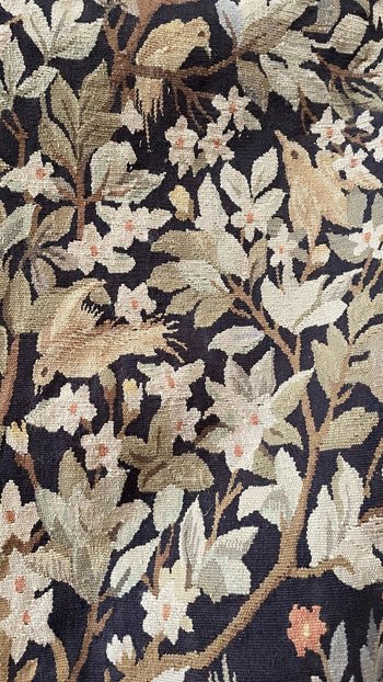Pair Of Aubusson Greenery Style Tapestries, 20th Century