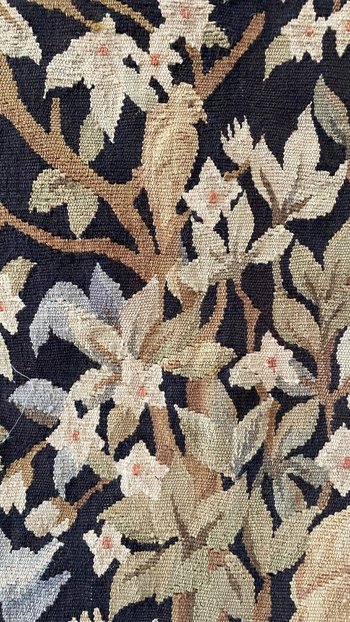 Pair Of Aubusson Greenery Style Tapestries, 20th Century