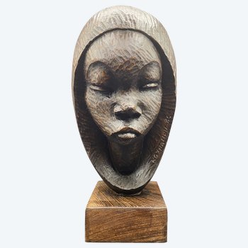 CARVED WOODEN BUST 1980