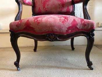 False Pair Of Louis XV Style Armchairs, 19th Century