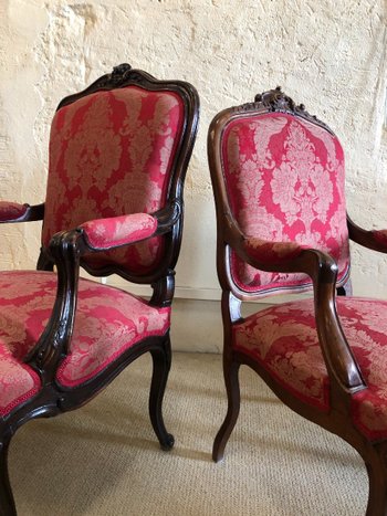 False Pair Of Louis XV Style Armchairs, 19th Century