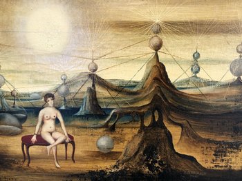 Oil On Canvas Entitled The Transformer, Signed Bourigeaud, 1970