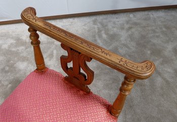 Petite Banquette à Accotoirs en Noyer massif – Fin XIXe