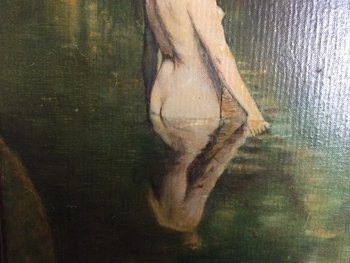 Nu au bain signé L. DUMAS