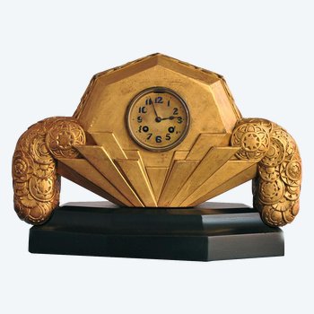 Art Deco Golden Wood Clock After Sue Et Mare 1930