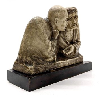 Group In Terracotta With Asian Figure By Gaston Hauchecorne (1880-1945) Of Dimension H