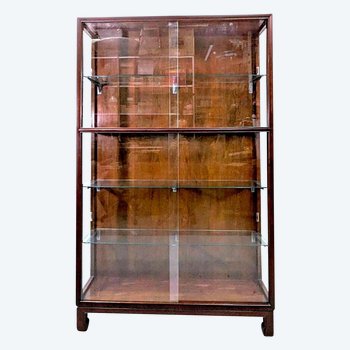 Asian Store Showcase With Sliding Door In Exotic Wood 1930s