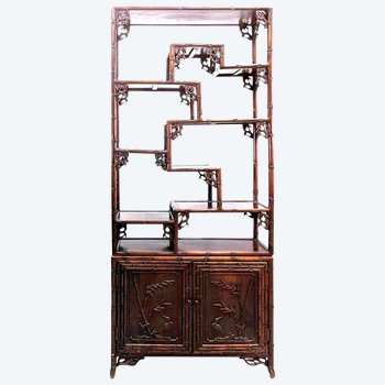 Indochinese Middle Shelf Cabinet In Exotic Wood