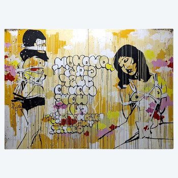 "TILT (NÉ EN 1973). Chongqinb Girls. Diptyque. Acrylique, peinture aérosol, marqueurs. 165 x 230 cm (par panneau) .