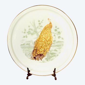 Plat rond L.Bernardaud et Cie Limoges « les oiseaux d’ or «  Paon Domestique 