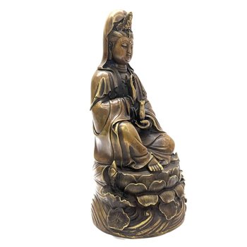 Statuette In Gilt Bronze Nineteenth Asian Divinity