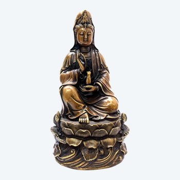 Statuette In Gilt Bronze Nineteenth Asian Divinity