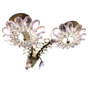 Series Of 3 Colored Crystal Sconces By Palwa
