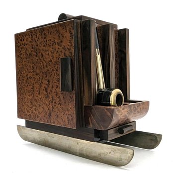 Portapipa da cantina per sigari Slitta Ski Loupe Thuya 1930 Art Déco