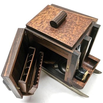 Portapipa da cantina per sigari Slitta Ski Loupe Thuya 1930 Art Déco