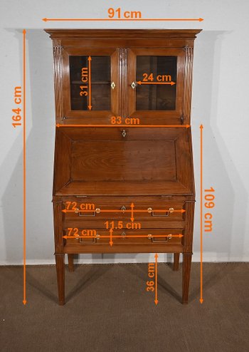 Bureau de Pente Vitrine in solid Acacia, Louis XVI style – 1st part of the 19th century