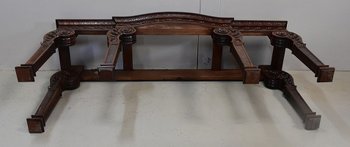 Large console table in solid mahogany and marble top, Louis XVI style - Late 19th century