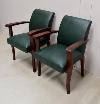 Pair of Bridge Armchairs, in Beech your Mahogany - 1940s