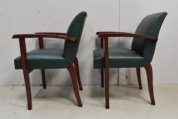 Pair of Bridge Armchairs, in Beech your Mahogany - 1940s