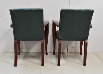 Pair of Bridge Armchairs, in Beech your Mahogany - 1940s